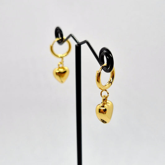 Heart Hoop Earrings in Gold Plated Stainless Steel