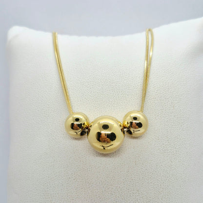 3 Balls Pendant Necklace in Stainless Steel Gold Plated