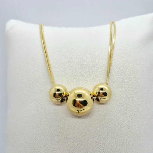 3 Balls Pendant Necklace in Stainless Steel Gold Plated