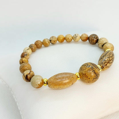 Natural Picture Jasper Bracelet in 1O-14mm Stones