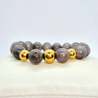 Natuurlijke Grijze Jaden Armband met 10mm Kralen