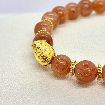 Natural Sunstone Set in Stainless Steel Gold Plated