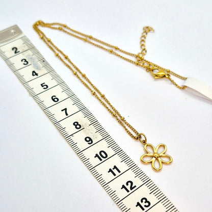 Gold Plated Stainless Steel Pendant with Chain Necklace, Heart, Flower, Clover and Money Bag