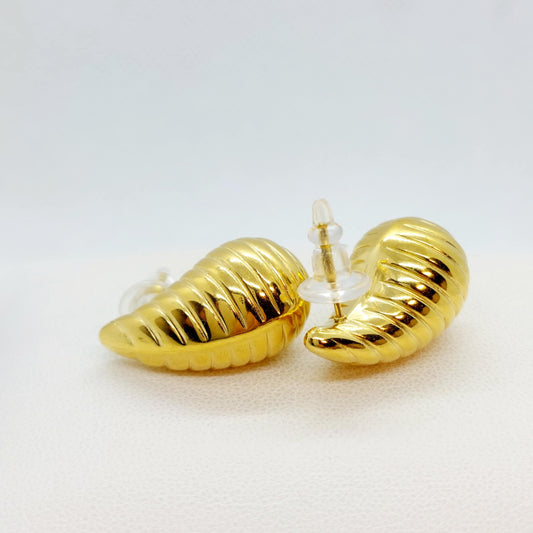 Large Rain Drop Stud Earrings in Gold Plated Stainless Steel