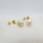 Natural Freshwater Pearl Dangle Stud Earrings in Gold Plated Stainless Steel