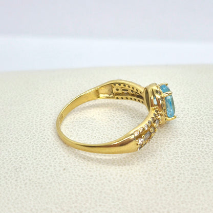 Natural 1ct Stone Ring with Topaz, Peridot or Opal in Gold Plated Sterling Silver