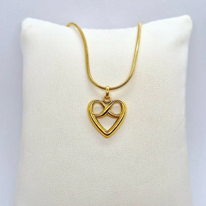 Heart Infinity Pendant Necklace in Gold Platted Stainless Steel
