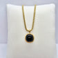 Natural Black Agate Necklace in Gold Plated Stainless Steel