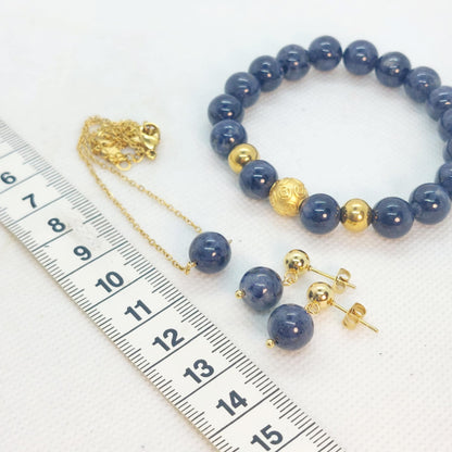 Natural AAA Sapphire Stone Set in 10mm Stones with Stainless Steel Gold Plated