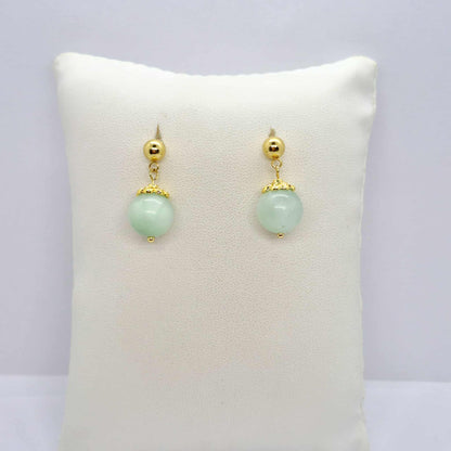 Natural Burmese Jade Dangle Earrings in Gold Plated Stainless Steel (Copy)