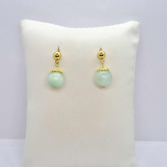 Natural Burmese Jade Dangle Earrings in Gold Plated Stainless Steel (Copy)
