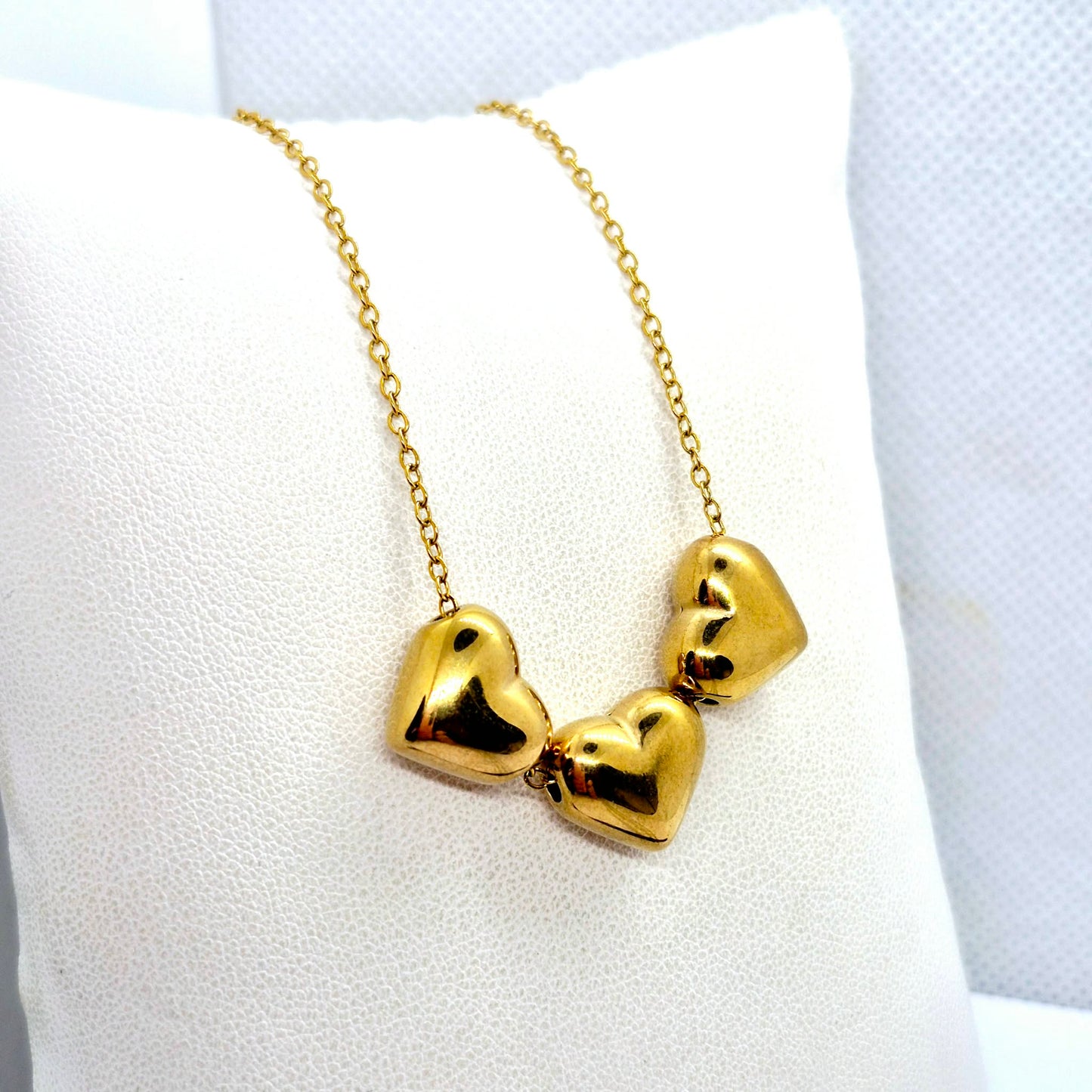 Trio of Hearts Necklace in Gold Platted Stainless Steel