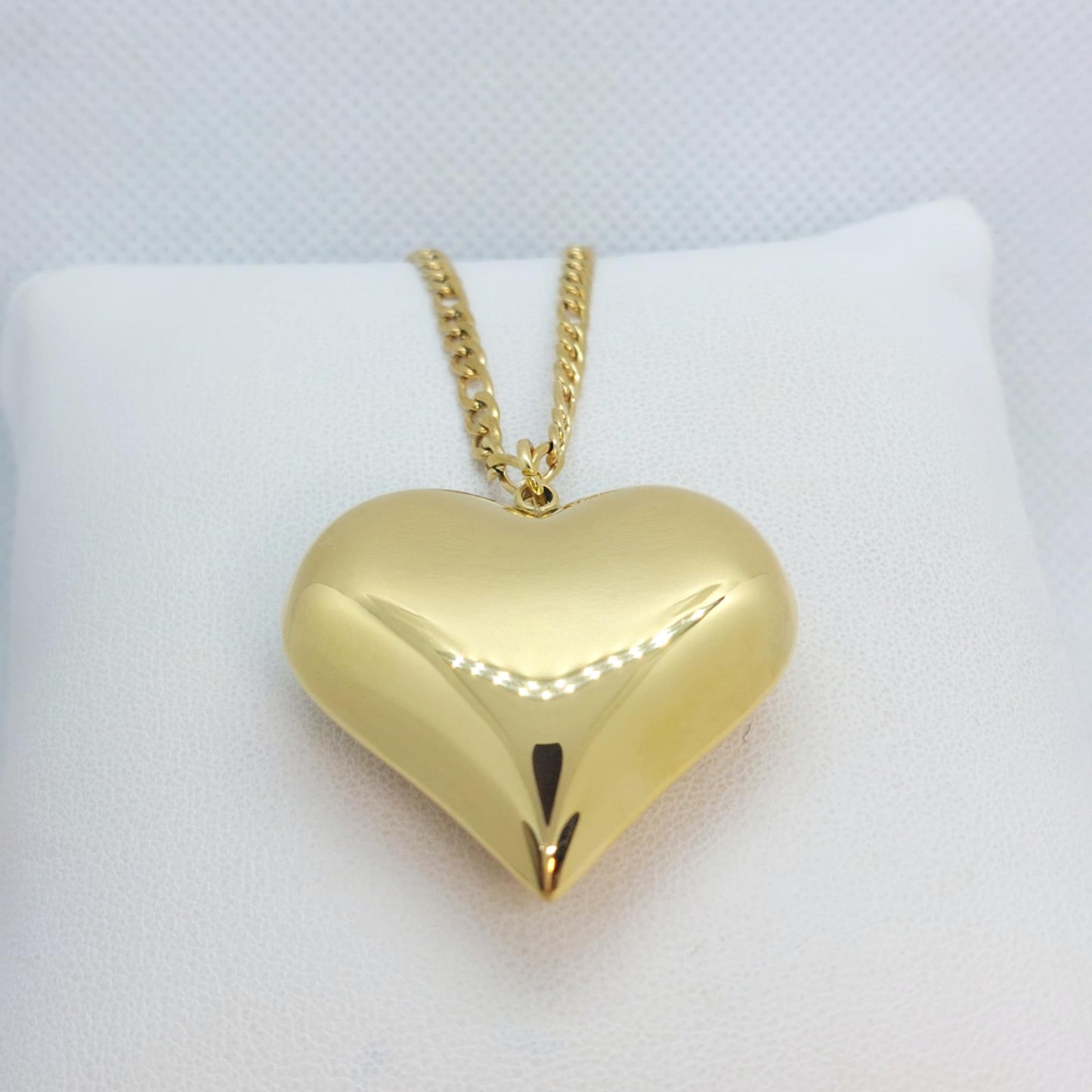 Big Heart Pendant with Stainless Steel Gold Plated Chain Necklace