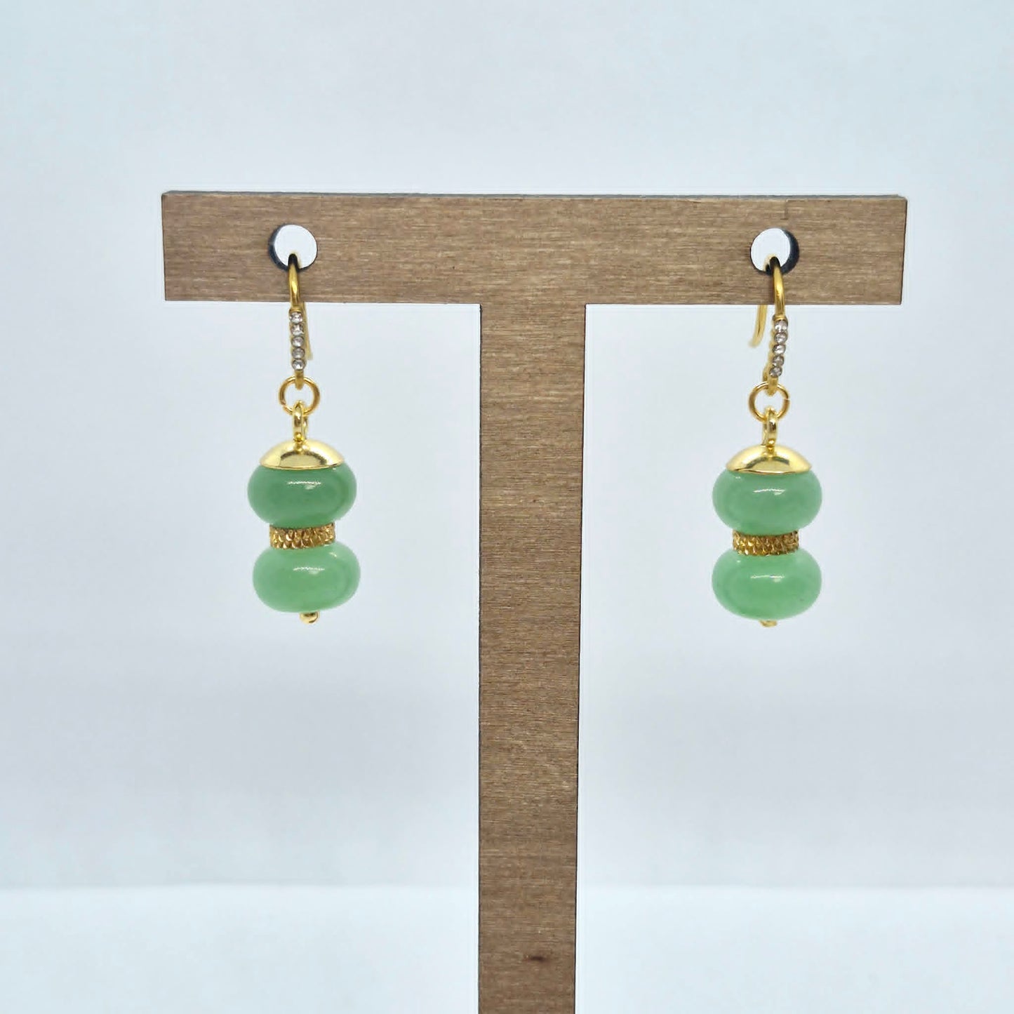 Natural Aventurine Earrings in Stainless Steel Gold Plated