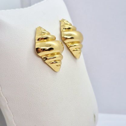 Large Shell Shaped Earrings in Gold Plated Stainless Steel