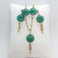 Natural Hetian Jade Jewelry Set in 10K Gold