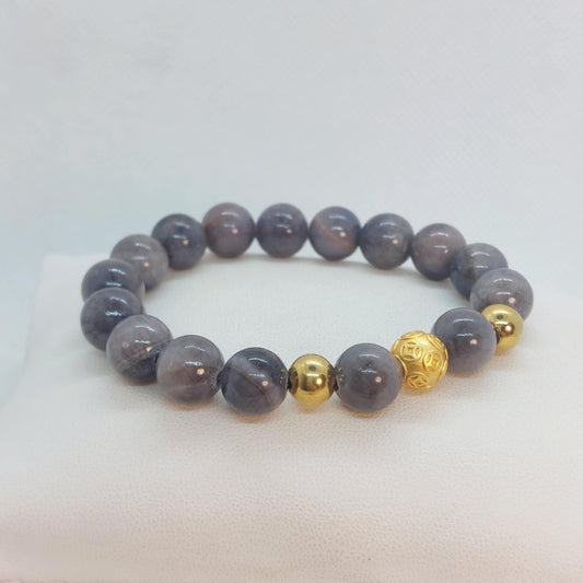 Natural Grey Jade Bracelet with 10mm Stones