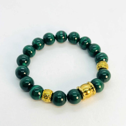 Natural Malachite Bracelet in 10mm Stones
