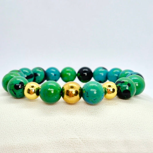 Natural Chrysocolla Bracelet with 10mm Stones