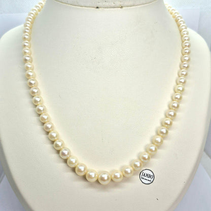 Natural Vintage Pearl Necklace Refurbished Perfect Round Pearls, Exceptional Quality
