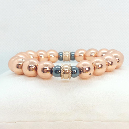 Natural Rose Gold Hematite Bracelet with 10mm Stones