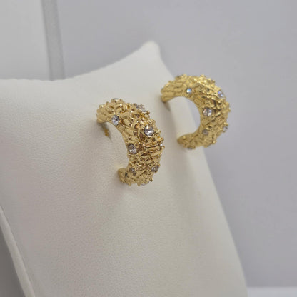 Large Half Hoop Earrings in Gold Plated Stainless Steel