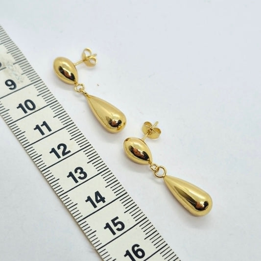 RainDrop Dangle Earrings in Stainless Steel Gold Plating