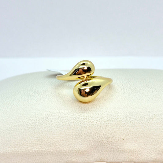 Double Raindrop Ring in Gold Plated 925 Sterling Silver Resizeable