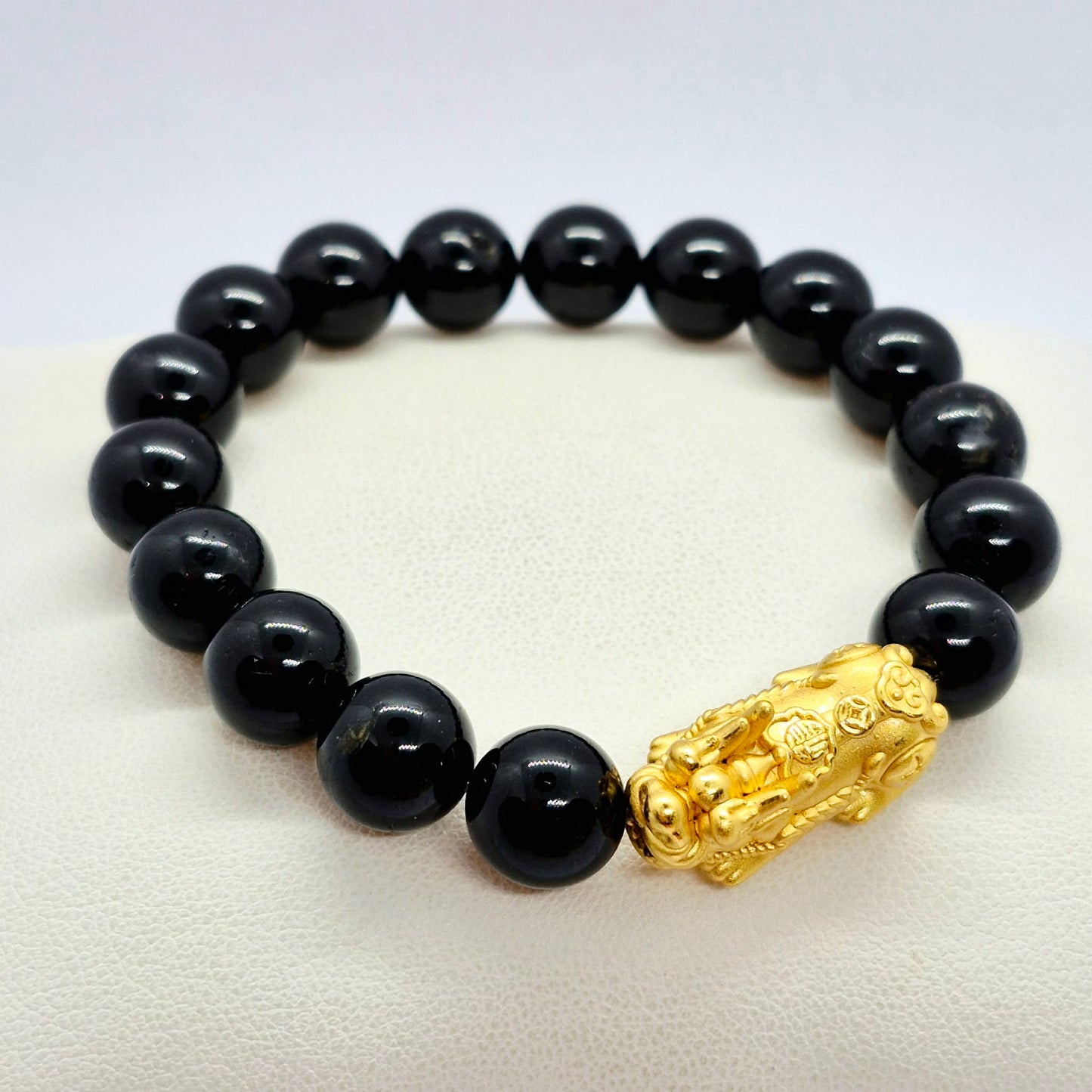 Natural Black Tourmaline Bracelet in 12mm Stone