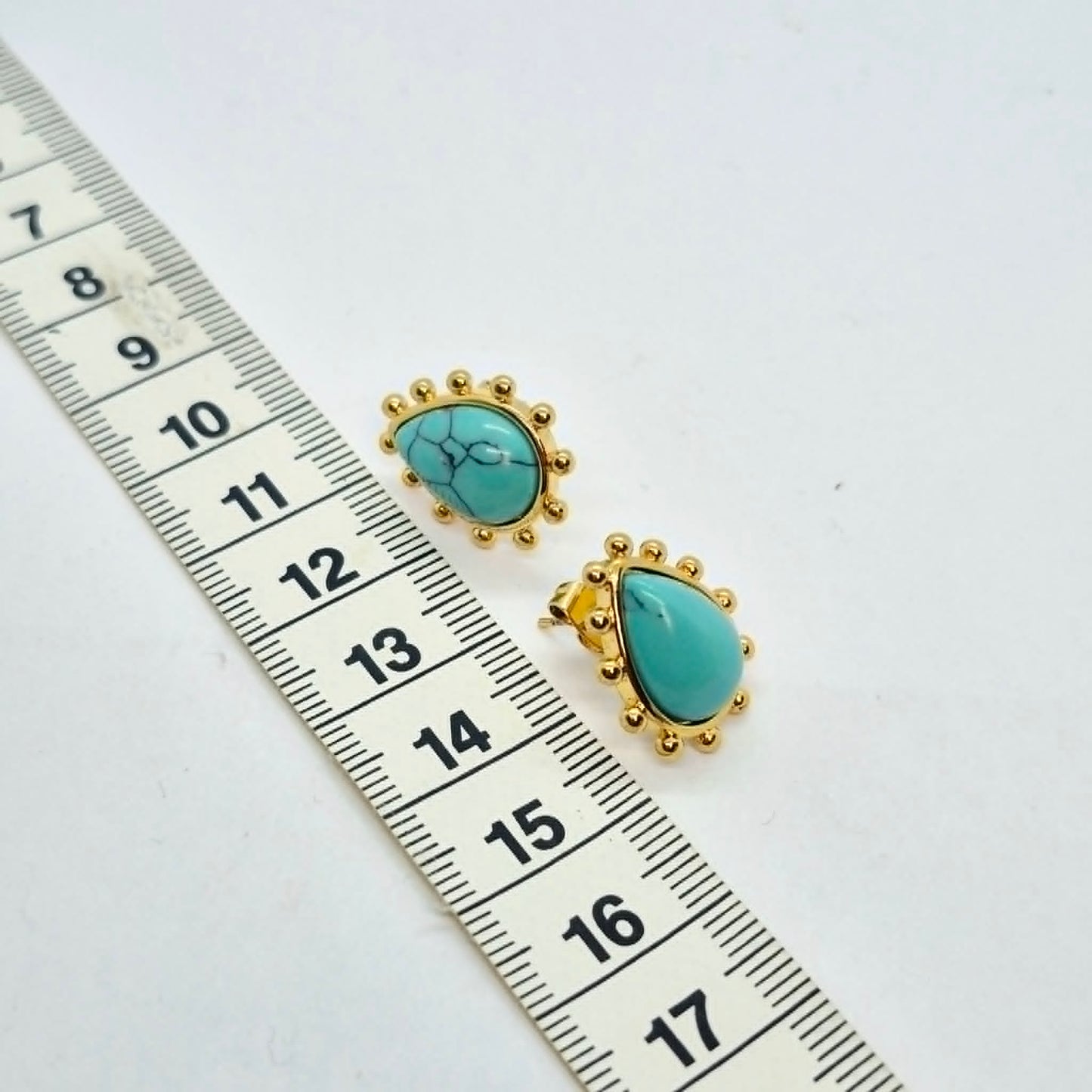 Natural Turquoise Earrings in Stainless Steel Gold Plated