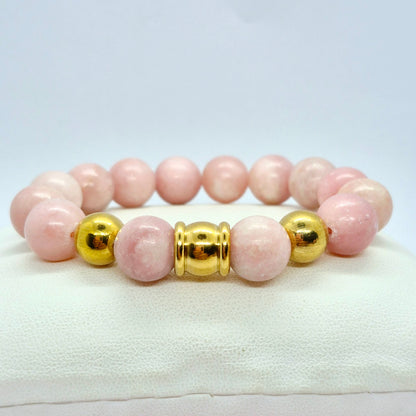 Natural Pink Opal Bracelet in 12mm Stones