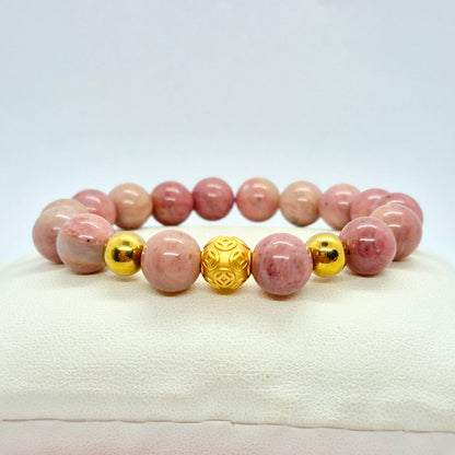 Natural Rhodonite Bracelet in 10mm Stones