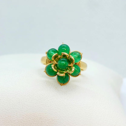 Natural Hetian Jade Ring in 10K Gold