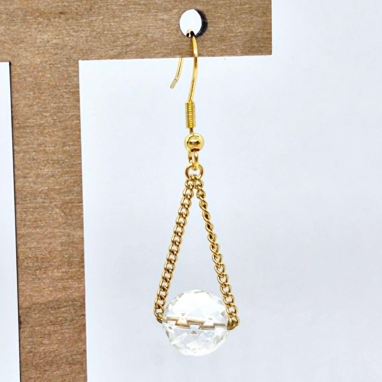 Natural Crystal Quartz Dangle Earrings in Stainless Steel Gold Plated