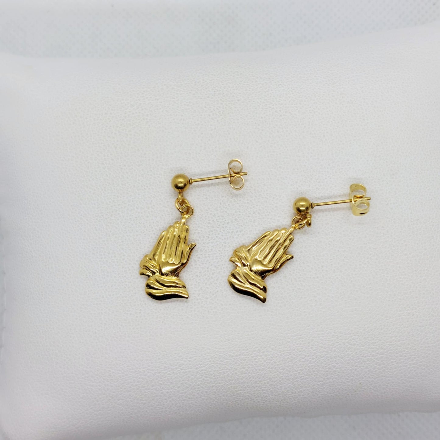 Praying Hands Stud Earrings in Gold Plated Stainless Steel