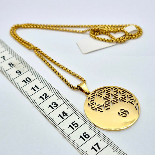 Yin Yang Pendant Necklace in Gold Platted Stainless Steel