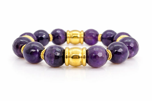 Natural Amethyst Bracelet in 12mm Stones
