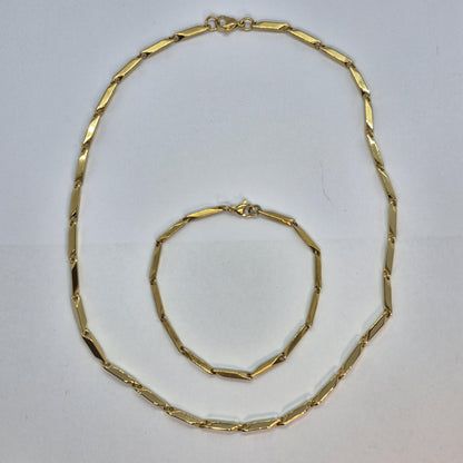 Gold Platted Stainless Steel Choker Necklace and Bracelet Set