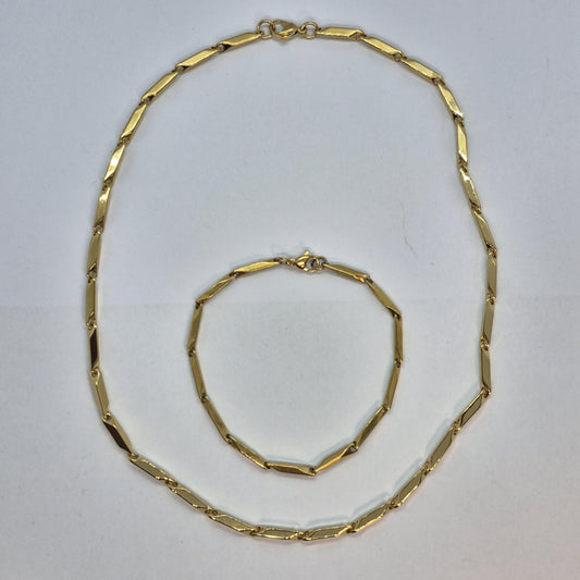 Gold Platted Stainless Steel Choker Necklace and Bracelet Set
