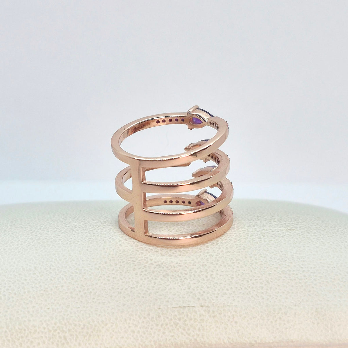 Natural Amethyst Ring in Rose Gold Sterling Silver Resizeable