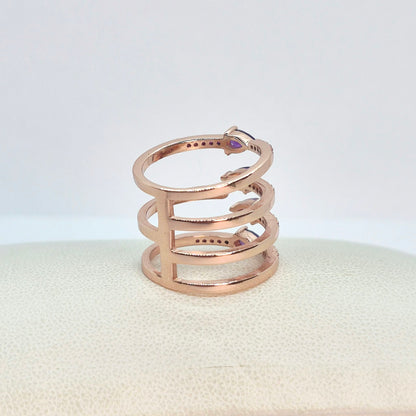 Natural Amethyst Ring in Rose Gold Sterling Silver Resizeable