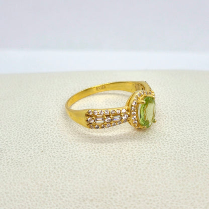 Natural 1ct Stone Ring with Topaz, Peridot or Opal in Gold Plated Sterling Silver