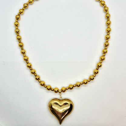 Heart Pendant Necklace in Gold Plated Stainless Steel
