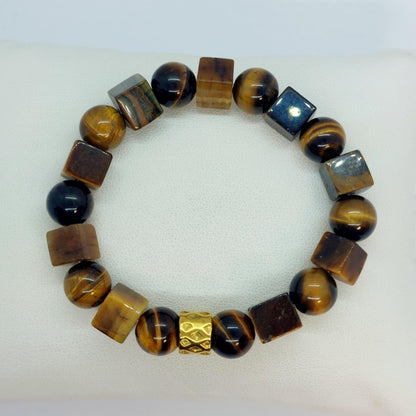 Natural Tiger Eye Bracelet with 10mm Stones