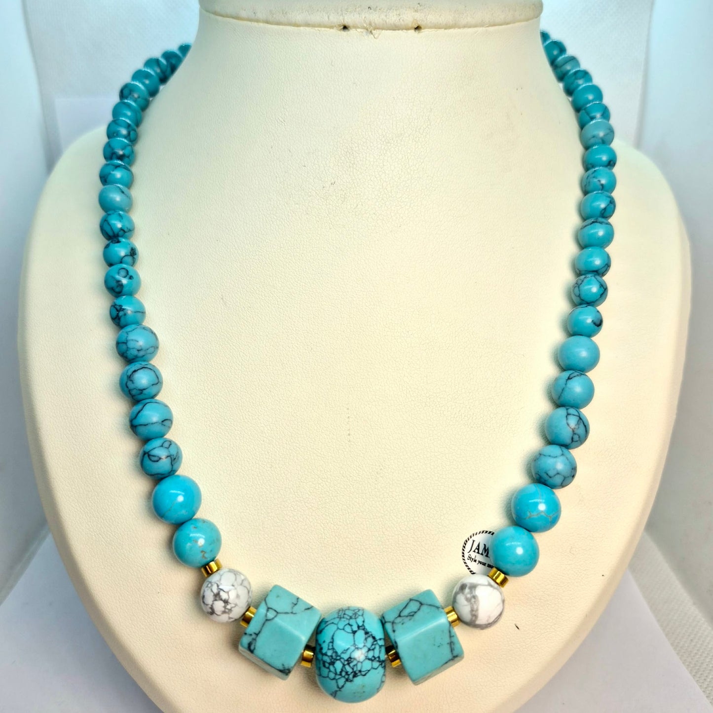 Natural Turquoise Stone Necklace Choker in 8-16mm Stones