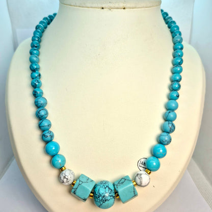 Natural Turquoise Stone Necklace Choker in 8-16mm Stones