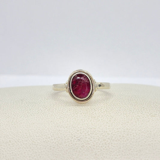 Natural Ruby Stone Ring in Sterling Silver Setting
