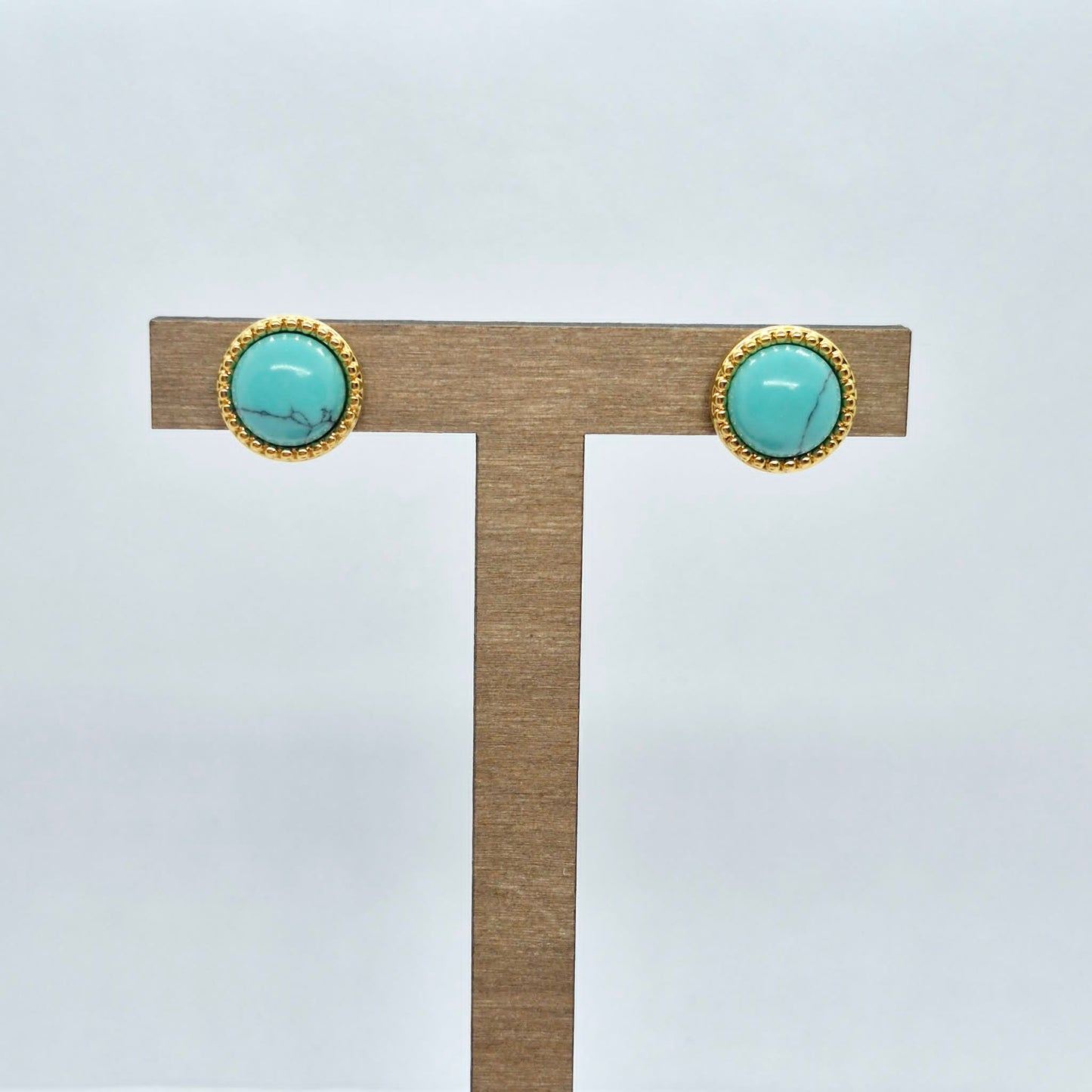Natural Turquoise Earrings in Stainless Steel Gold Plated