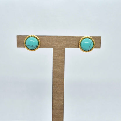 Natural Turquoise Earrings in Stainless Steel Gold Plated