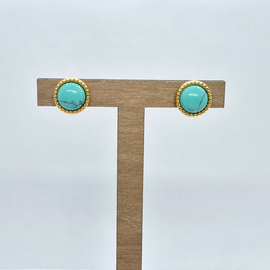 Natural Turquoise Earrings in Stainless Steel Gold Plated